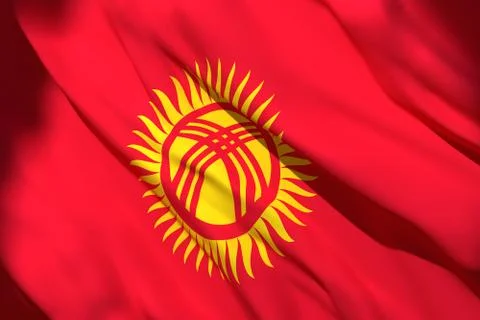 3d rendering of Kyrgyzstan flag Stock Illustration