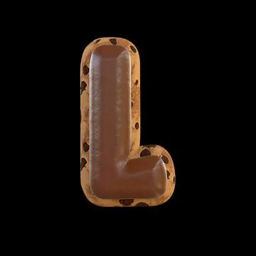 3d rendering of the L letter recreating a cookie with chocolate on top Stock Illustration