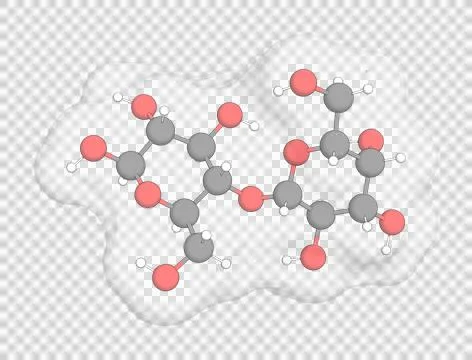 3D rendering of (+)-Lactose over a transparent background. Stock Illustration