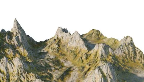 3D rendering landscape of the mountain isolated on a white background. Stock Illustration