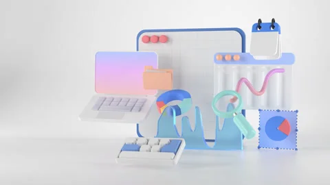 3d rendering of laptop and infographic. Stock Footage 148856812