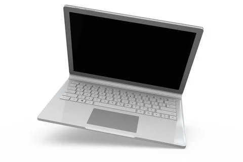 3D Rendering of laptop notebook mock up with white background. technology ... Stock Photos