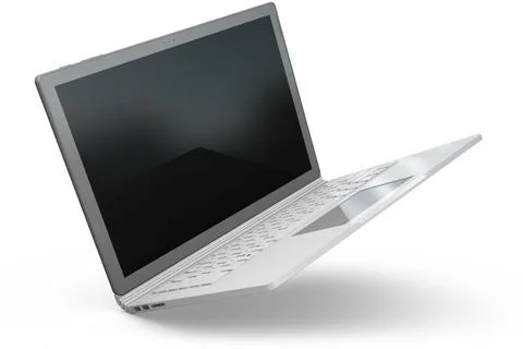 3D Rendering of laptop notebook mock up with white background. technology ... Stock Photos