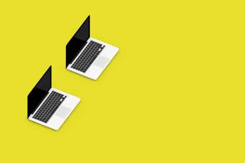 3D Rendering of Laptop in Row on Background Stock Photos
