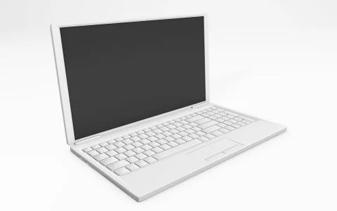 3d rendering of a laptop white colored isolated on white 스톡 일러스트