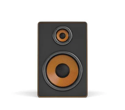 3d rendering of a large black stereo box with two round speakers on white Stock Illustration