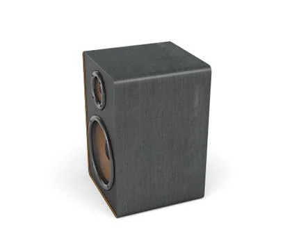 3d rendering of a large black stereo box with two round speakers on white Stock Illustration