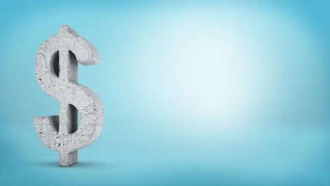 3d rendering of a large concrete dollar sign with rough texture stands in the Stock Illustration
