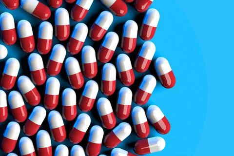 3D rendering of a large group of medicine Stock Illustration
