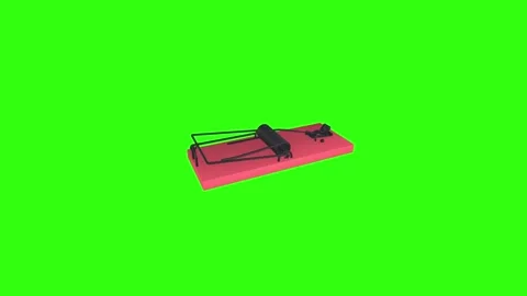 3D rendering of a large mouse trap on a bright green background Stock-Footage 287882226