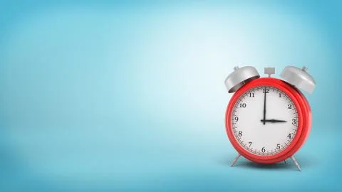 3d rendering of a large old style red alarm clock with double metal bells and a Stock Illustration