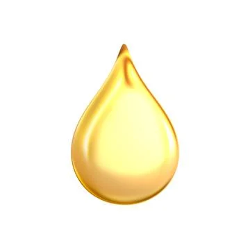 3d rendering of a large yellow bright and clean oil drop isolated on white Stock Illustration