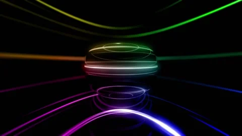 3d rendering laser show and glowing neon light sphere Stock Footage 152300408