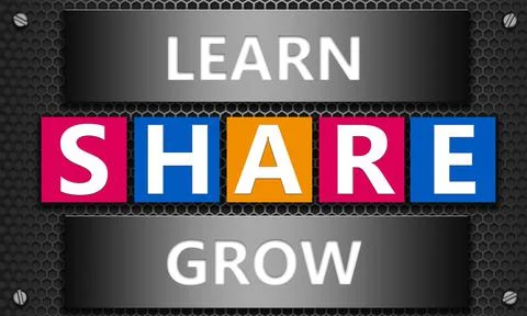 3d rendering of 'Learn, share and grow' concept on mesh hexagon background イラスト素材