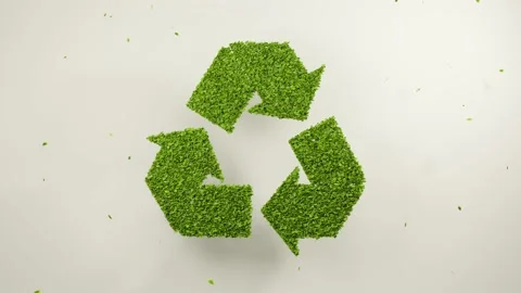 3D rendering leaves forming recycle symbol Stock Footage 154665025