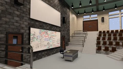 3D Rendering Lecture Hall Stock Illustration