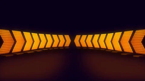 3d rendering led neon platform scene with arrows pointing to the centre of gr Stock Illustration