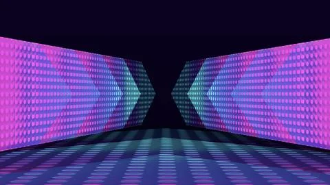 3d rendering led neon platform scene from dots with arrows pointing to the .. Stock Illustration