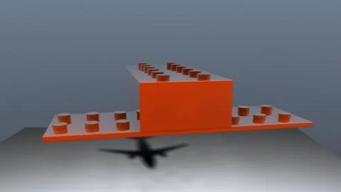 3d rendering of a lego plane concept with shadow Stock Illustration