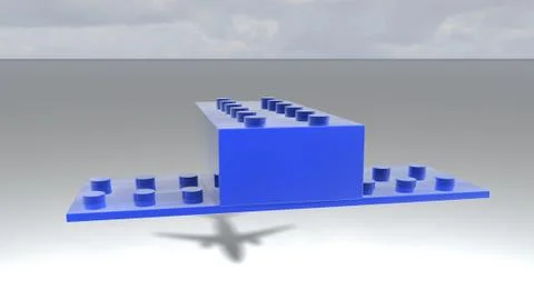 3d rendering of a lego plane concept with shadow Stock Illustration