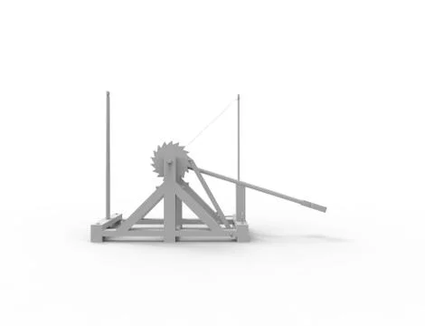 3d rendering of a Leonardo Da Vinci catapult in white background イラスト素材