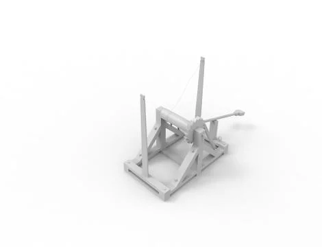 3d rendering of a Leonardo Da Vinci catapult in white background イラスト素材