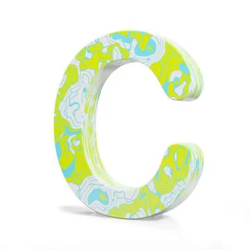 3D rendering letter C on white background. Signs and symbols. Colorful Alphabet Illustrazione stock