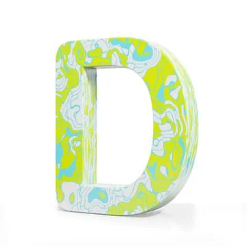 3D rendering letter D on white background. Signs and symbols. Colorful Alphabet Illustrazione stock