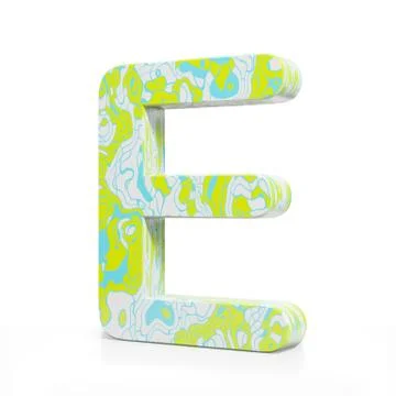 3D rendering letter E on white background. Signs and symbols. Colorful Alphabet Illustrazione stock