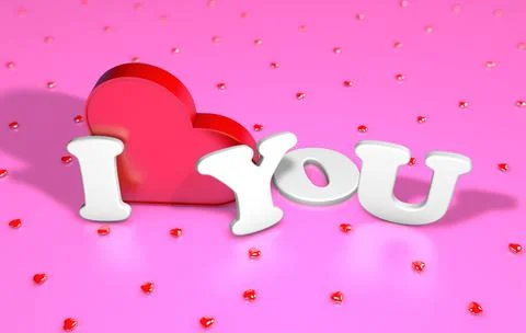 3D rendering of the letter I LOVE YOU. Valentine's Day. Stock Illustration