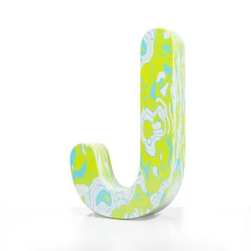 3D rendering letter J on white background. Signs and symbols. Colorful Alphabet Stock Illustration