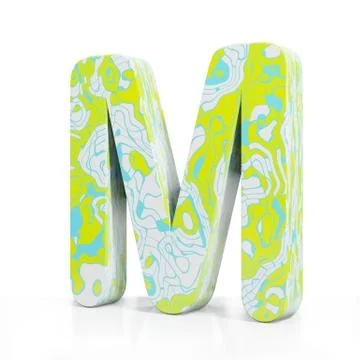 3D rendering letter M on white background. Signs and symbols. Colorful Alphabet Illustrazione stock