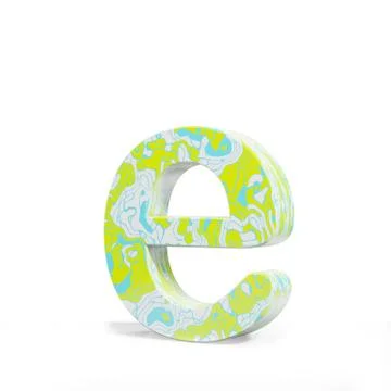 3D rendering letter small E on white background. Signs and symbols. Colorful Illustrazione stock