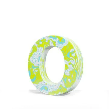 3D rendering letter small O on white background. Signs and symbols. Colorful Stock Illustration