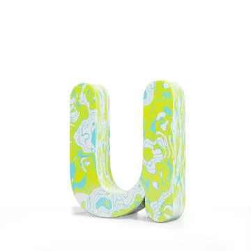 3D rendering letter small U on white background. Signs and symbols. Colorful Illustrazione stock