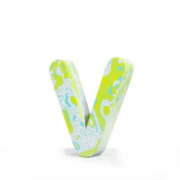 3D rendering letter small V on white background. Signs and symbols. Colorful Illustrazione stock