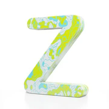3D rendering letter Z on white background. Signs and symbols. Colorful Alphabet Illustrazione stock