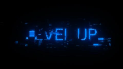 3D rendering level up text with screen effects of technological glitches イラスト素材
