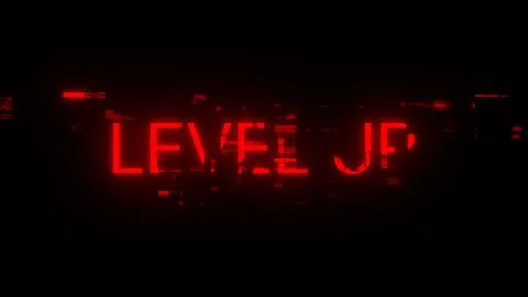 3D rendering level up text with screen effects of technological glitches イラスト素材