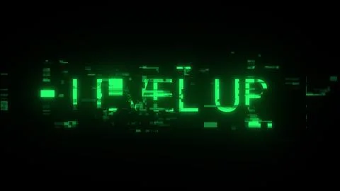 3D rendering level up text with screen effects of technological glitches Stock Illustration
