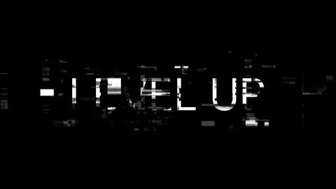 3D rendering level up text with screen effects of technological glitches Stock Illustration
