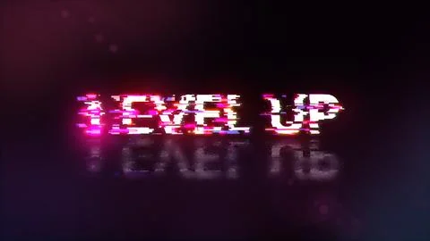 3D rendering level up text with screen effects of technological glitches Stock Illustration