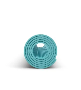 3d rendering of light blue yoga mat for exercise is rolled up isolated on white Stock Illustration