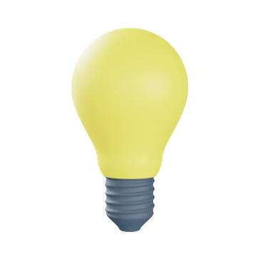 3d rendering of Light bulb, 3d icons, pastel minimal cartoon style  isolated Stock Illustration