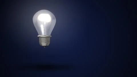 3d rendering of light bulb on blue background. Stockillustratie