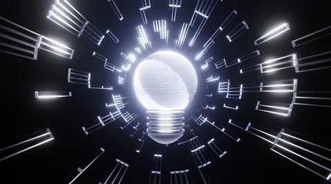 3d Rendering Light bulb connect data motion graphic background. Abstract idea Stock Illustration