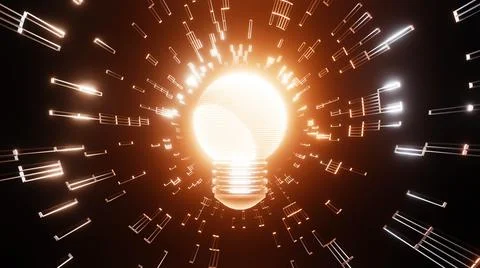 3d Rendering Light bulb connect data motion graphic background. Light bulb -  イラスト素材