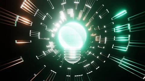 3d Rendering Light bulb connect data motion graphic background. Light bulb -  스톡 일러스트