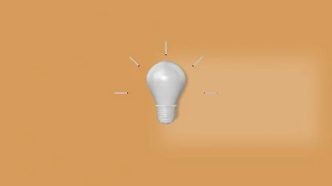 3d rendering of light bulb icon with rays emanating from it. Stock Illustration