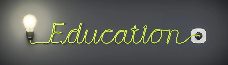 3d rendering of a light bulb with the word education Stock Illustration